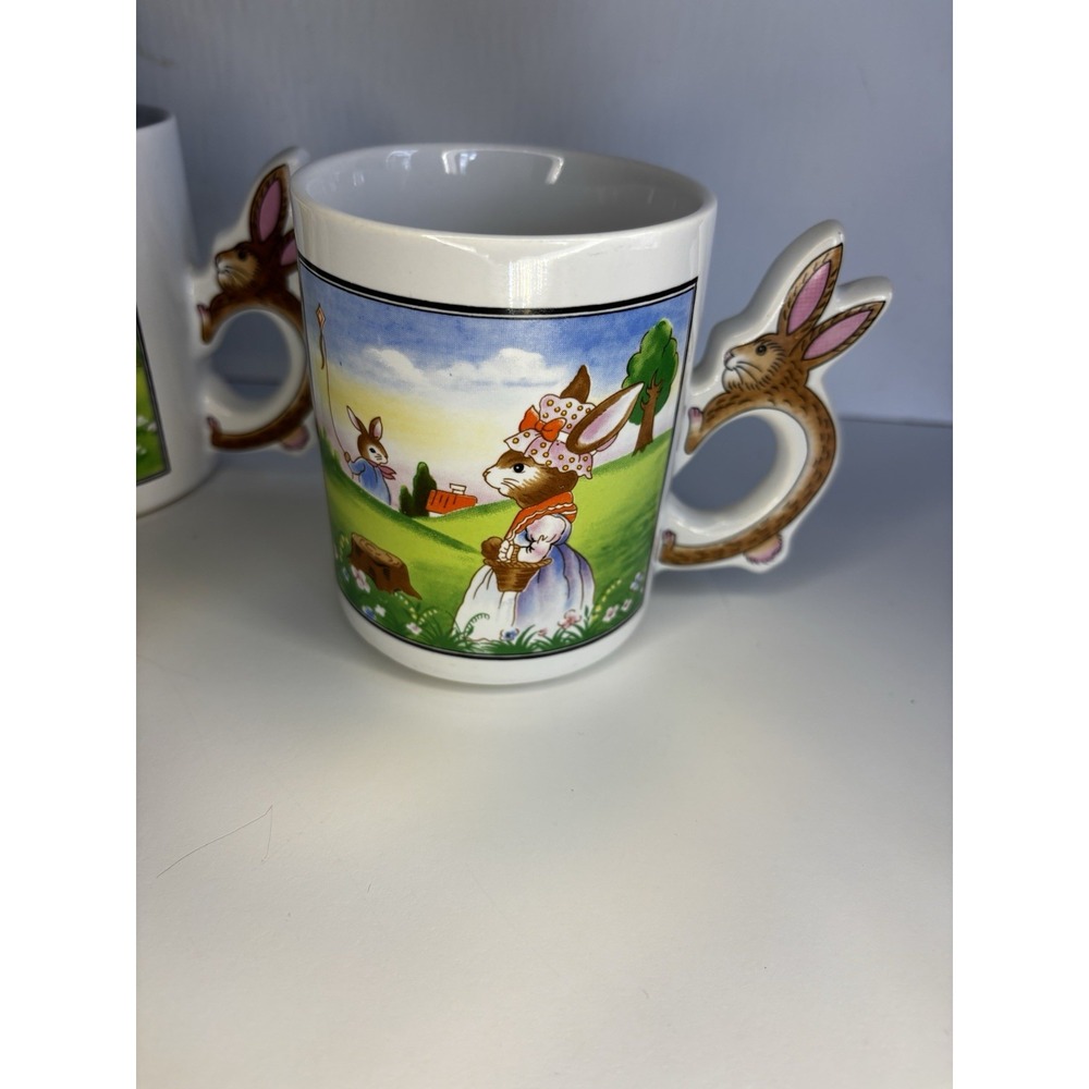 🐰4 Vintage Peter Rabbit Easter Bunny Coffee Tea Mugs Bunny Shaped Handles - Picture 2 of 9